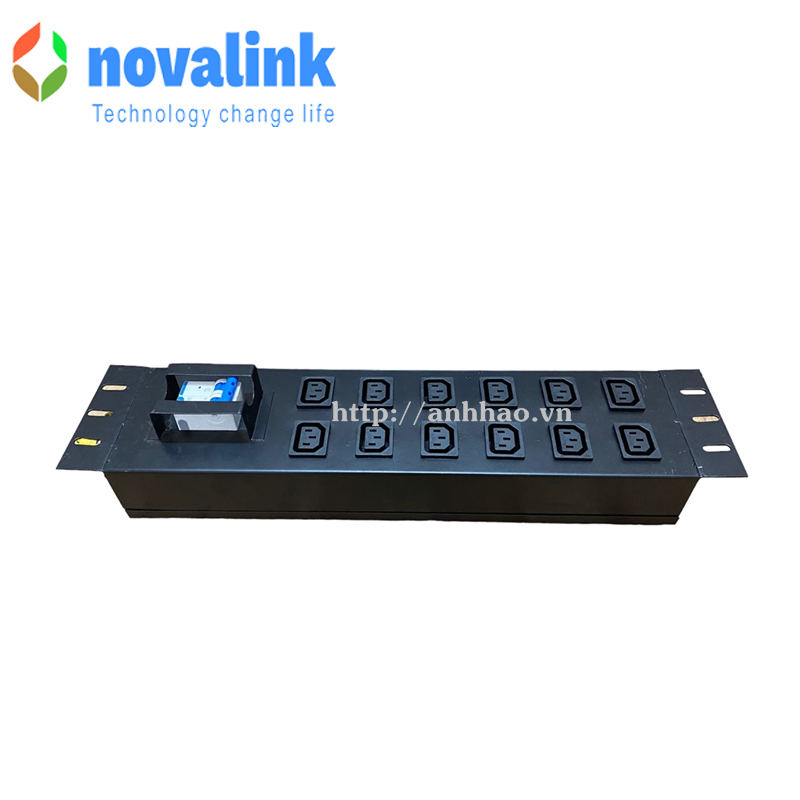 Thanh nguồn, PDU 12 ổ C13 NOVALINK NV-66207 | Có attomat bảo vệ 16A, gắn tủ rack chính hãng